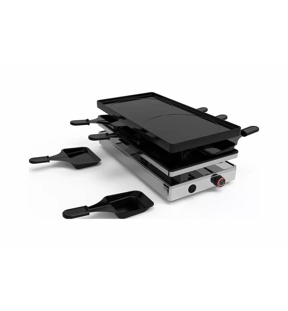 Gril Pizza/Raclette 4 en 1 - Argenté et Noir