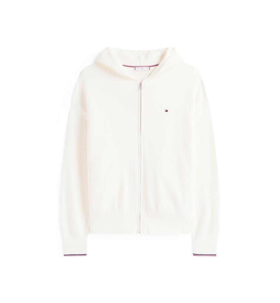 Cardigan à capuche zippé en jersey - Blanc