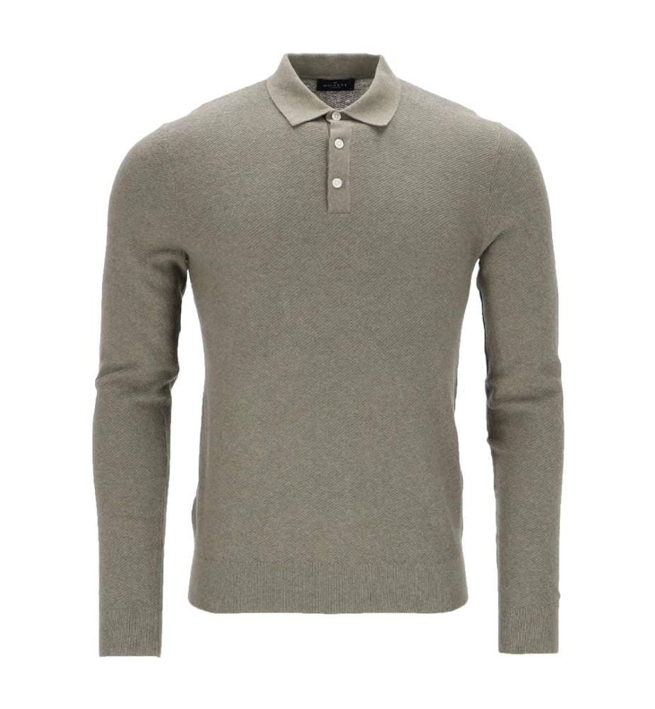 Polo manches longues en maille texturée - Vert cargo