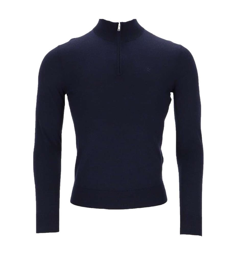 Pull demi-zippé en mérinos - Bleu marine