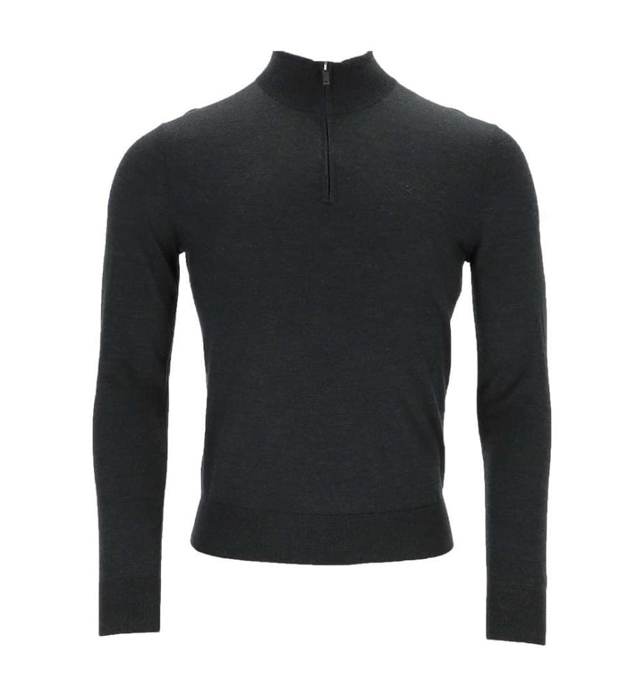 Pull demi-zippé en mérinos - Vert chasseur