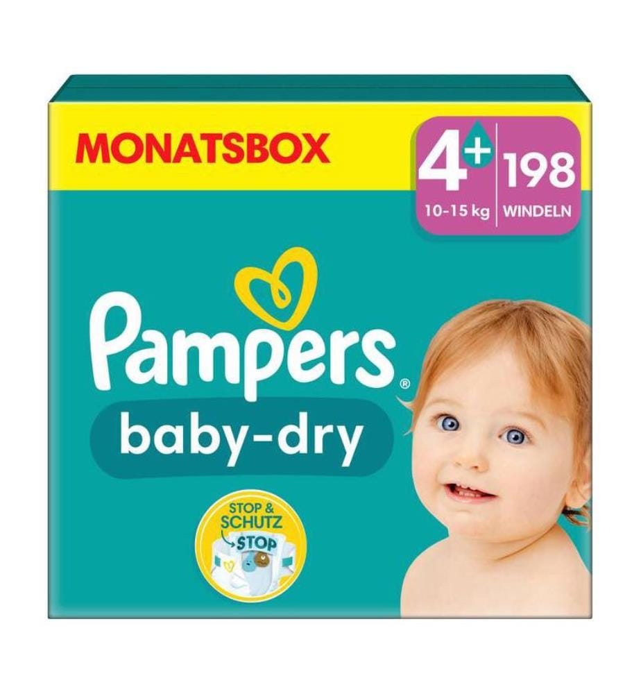 Baby-Dry - Taille 4+ (10-15 kg) - Lot de 198 couches