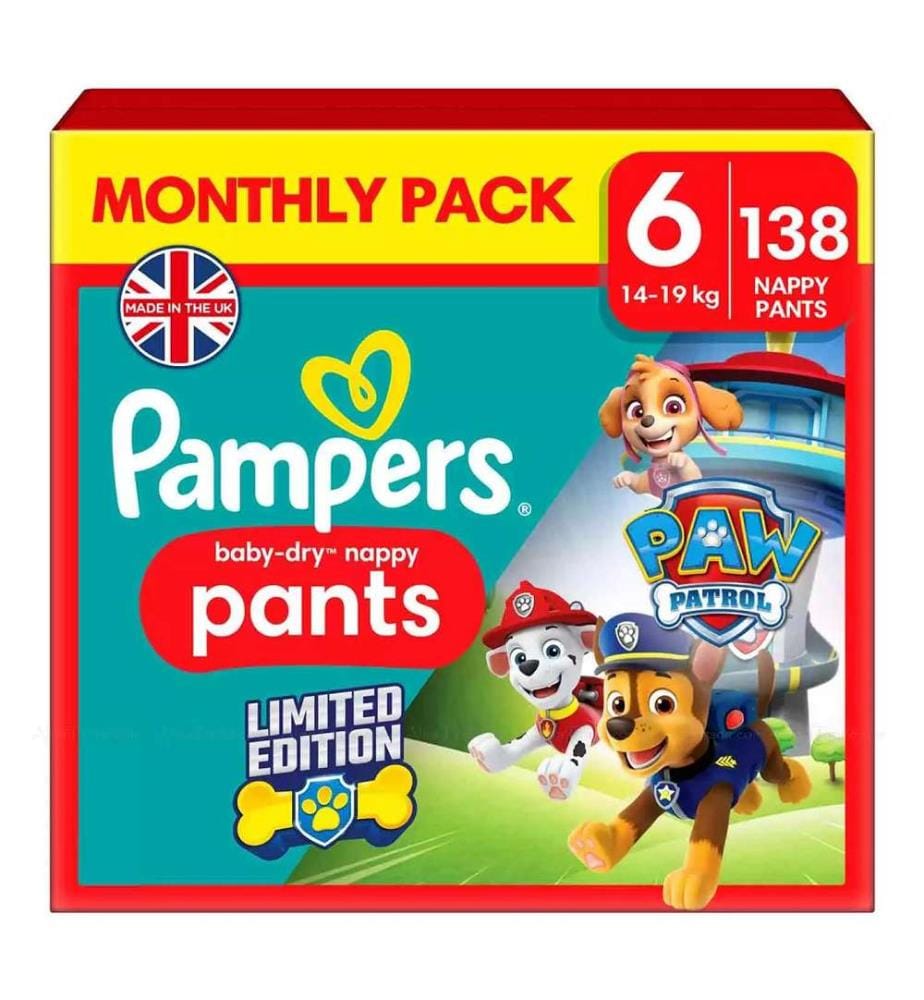 Baby-Dry Pants - Taille 6 (14-19 kg) - Lot de 138 couches Paw Patrol