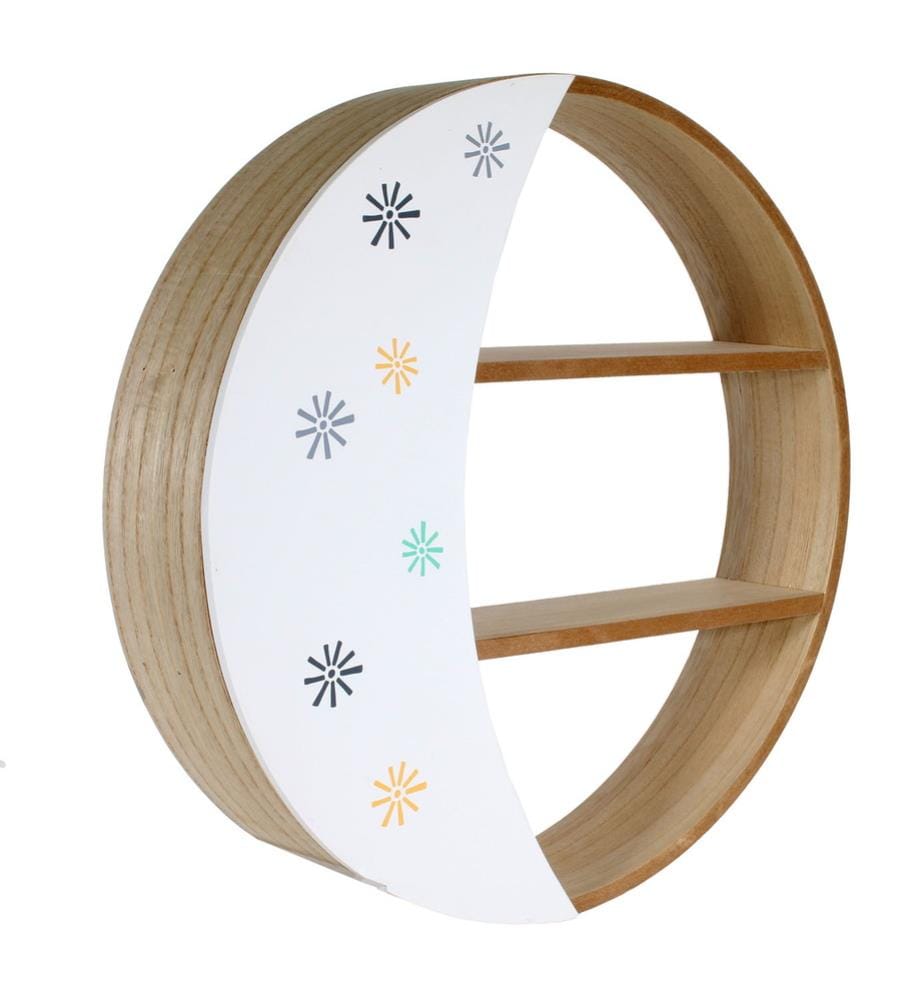 Etagere Bois Ronde Demi Lune M1 - Blanc & Bleu