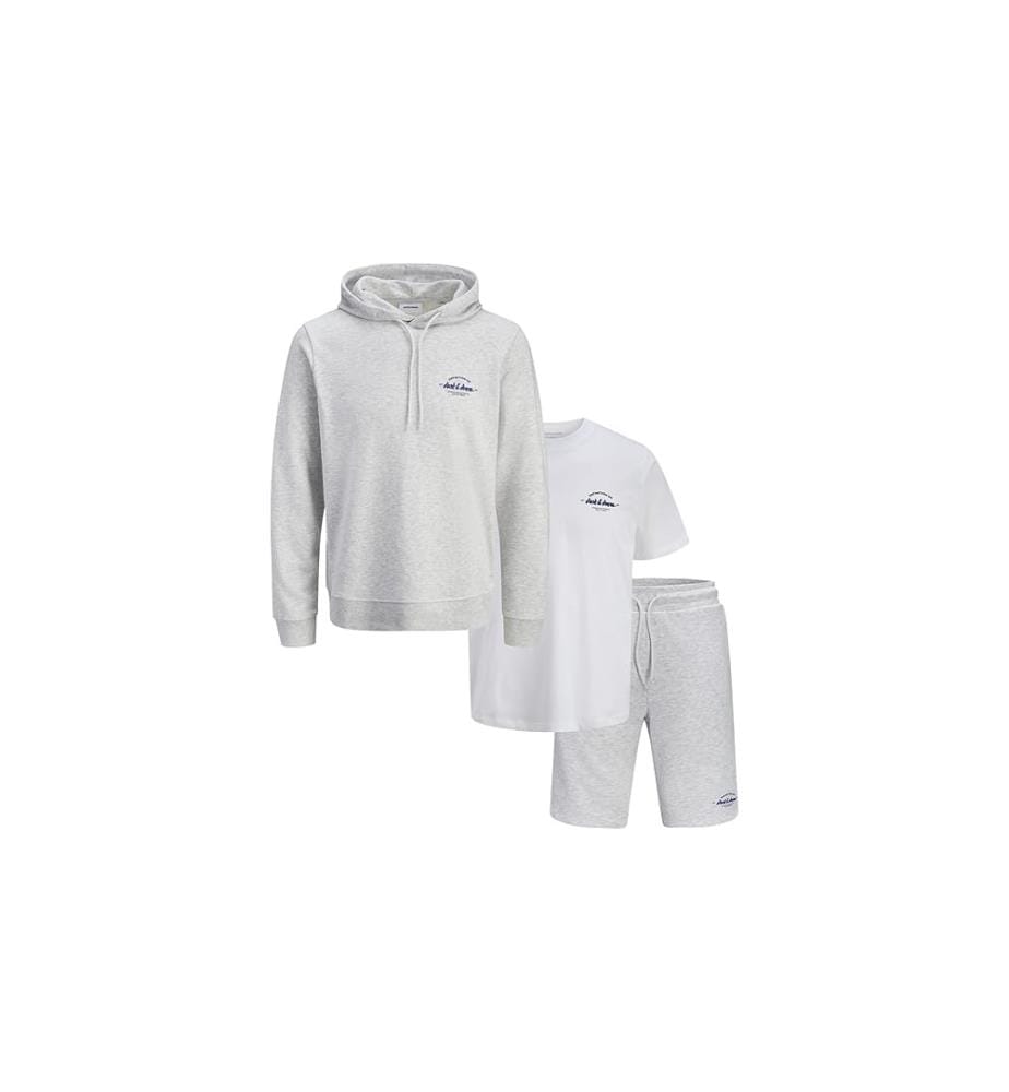 Lot de 3 pièces avec 1 Hoodie, 1 T-Shirt et 1 Short pour homme - Blanc Mélange