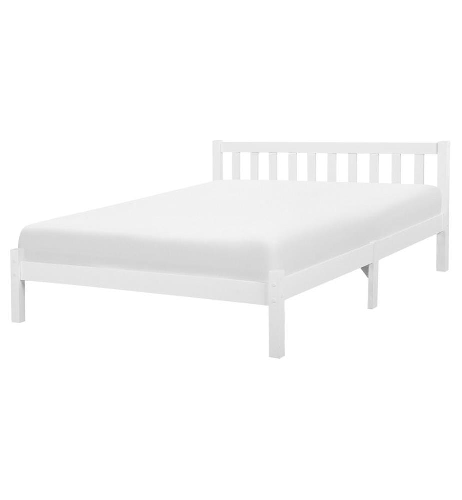 Lit avec sommier Bois de pin FLORAC 160 x 200 cm Blanc