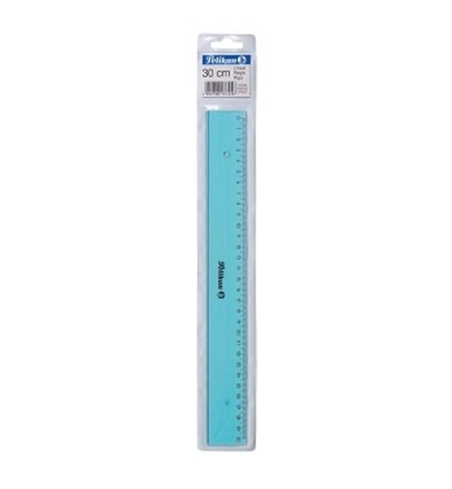 Règle 30 cm transparente bleue