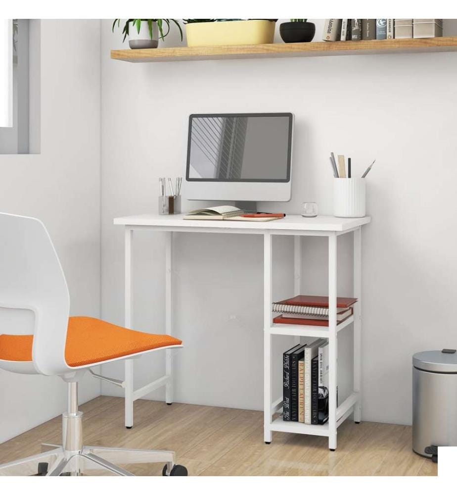 Bureau d'ordinateur Blanc 80x40x72 cm MDF et métal