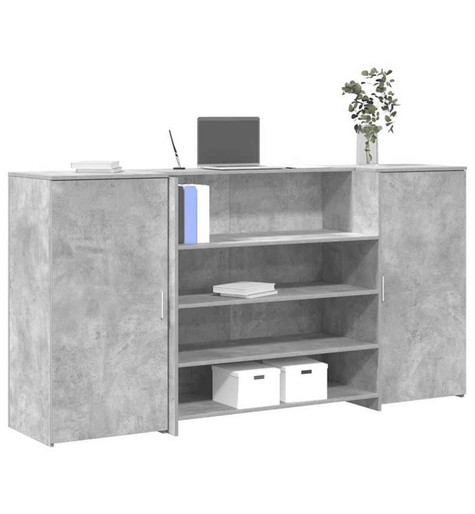 Bureau de réception gris béton 200x50x103,5cm bois d'ingénierie