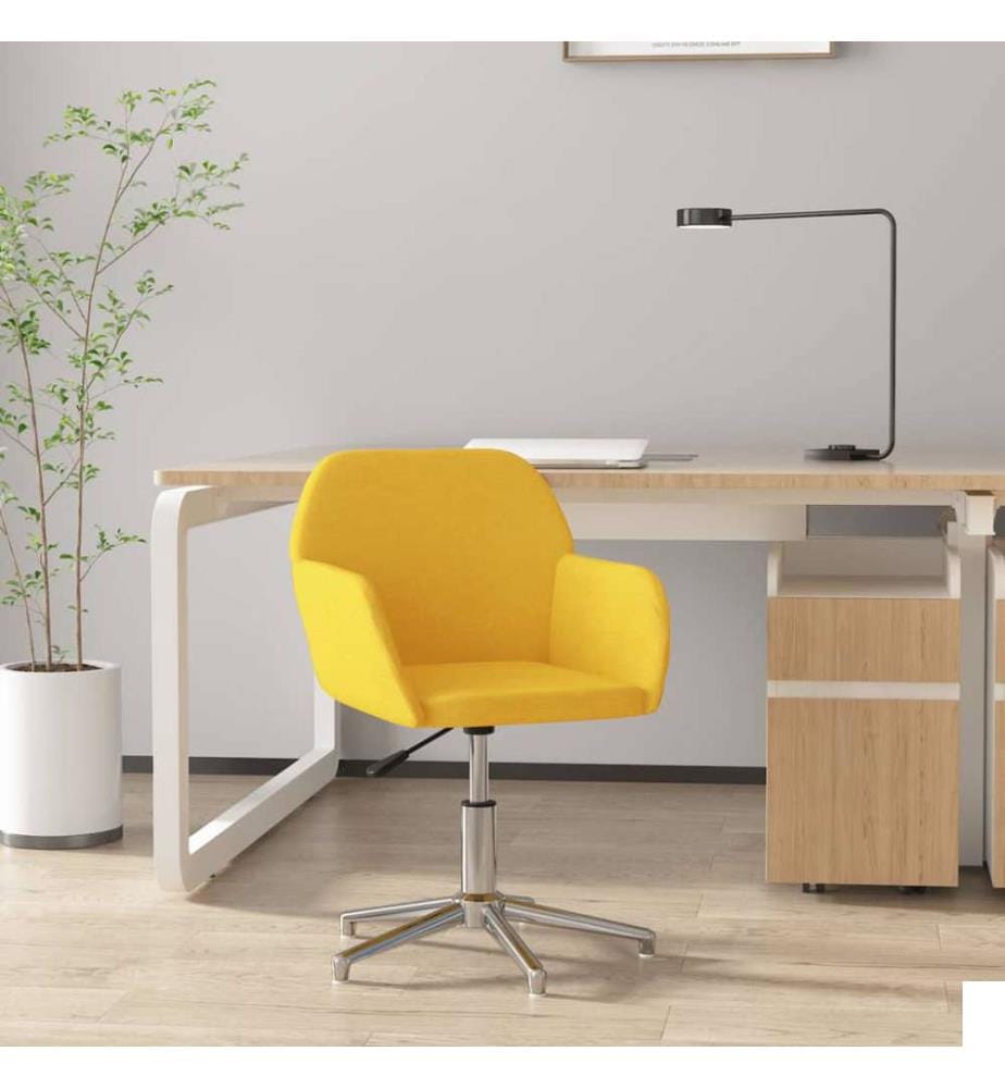 Chaise pivotante de bureau Jaune clair Tissu