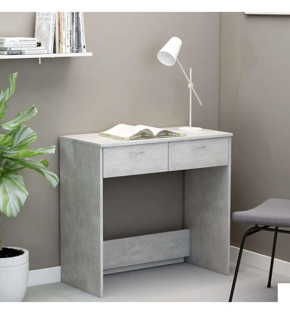 Bureau Gris béton 80x40x75 cm Bois dingénierie