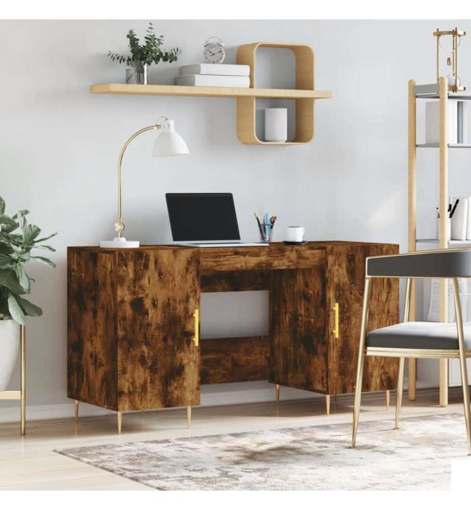 Bureau chêne fumé 140x50x75 cm bois d'ingénierie
