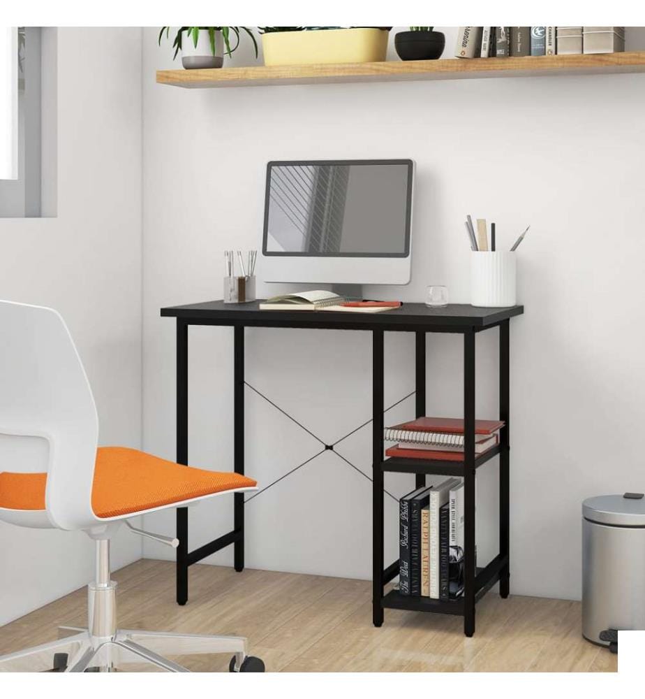 Bureau d'ordinateur Noir 80x40x72 cm MDF et métal