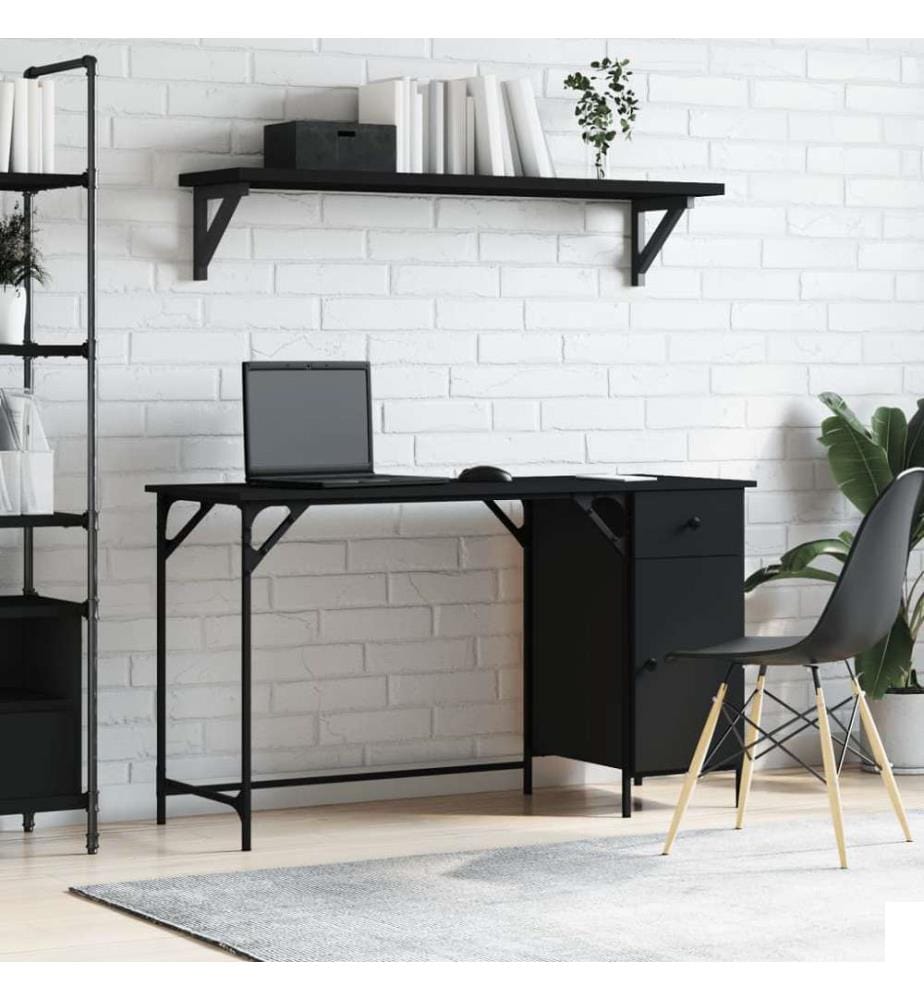 Bureau d'ordinateur noir 131x48x75 cm bois dingénierie