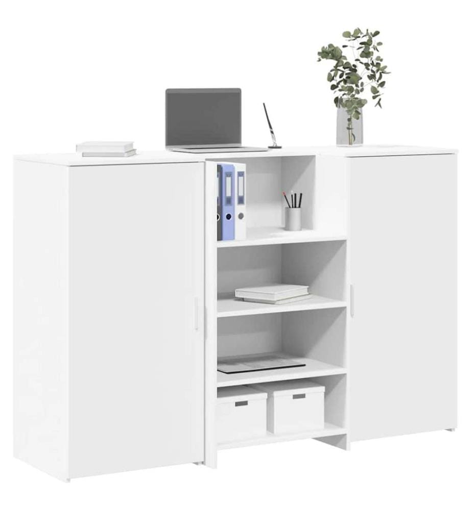 Bureau de réception blanc 155x50x103,5 cm bois d'ingénierie