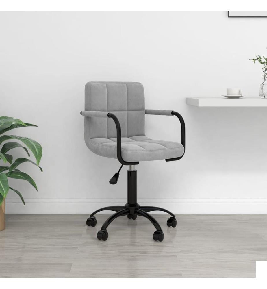 Chaise pivotante de bureau Gris clair Velours