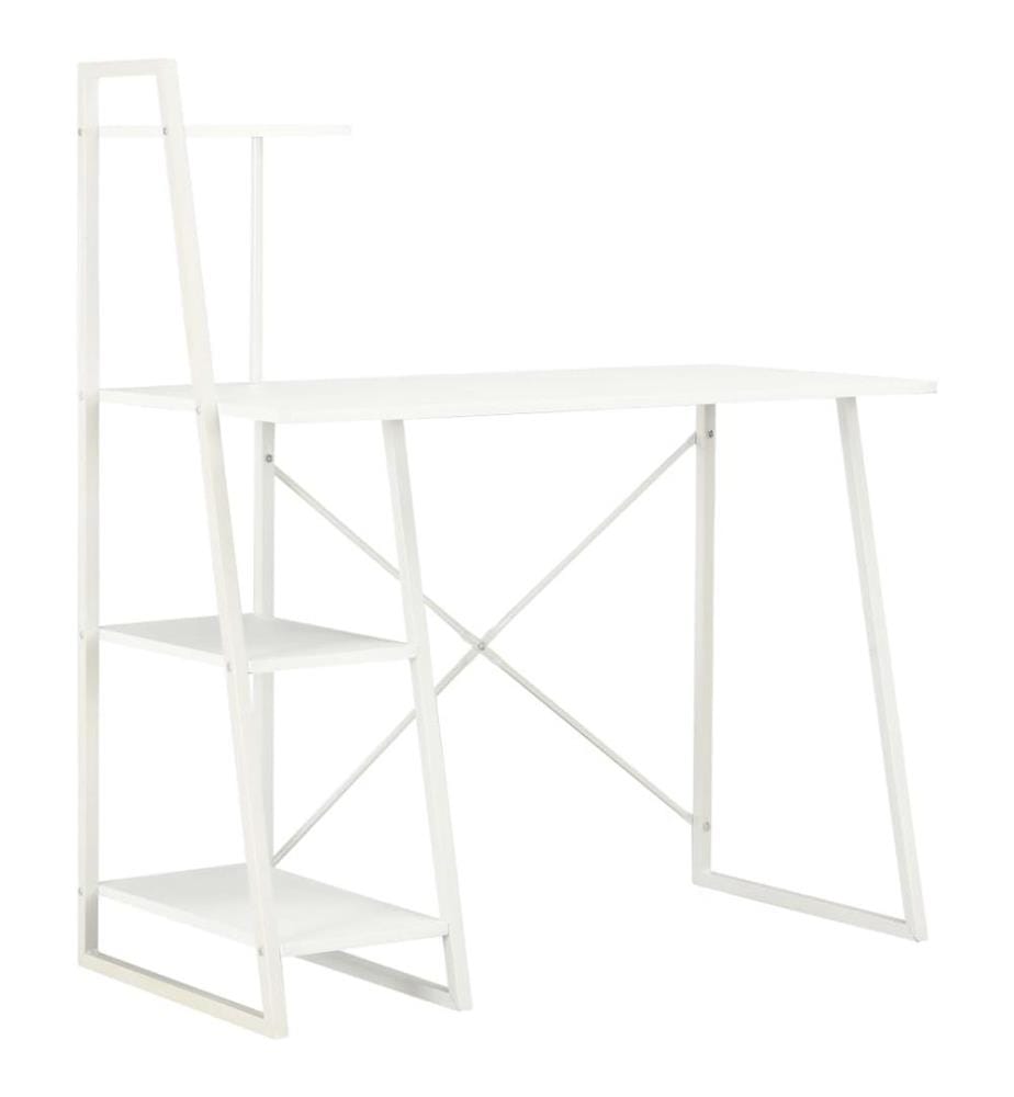 Bureau avec étagère Blanc 102x50x117 cm
