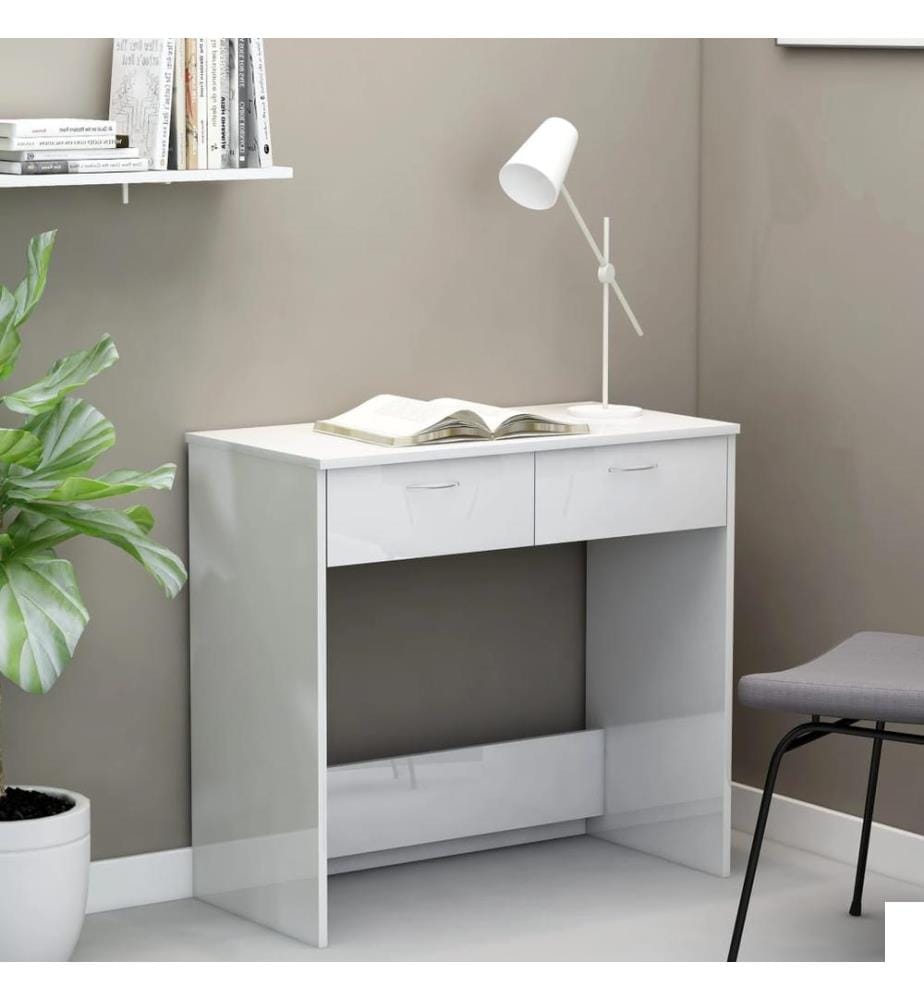 Bureau Blanc brillant 80x40x75 cm Aggloméré