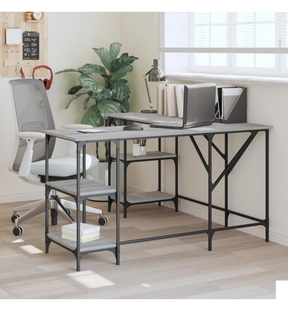 Bureau sonoma gris 139x139x75 cm bois d'ingénierie