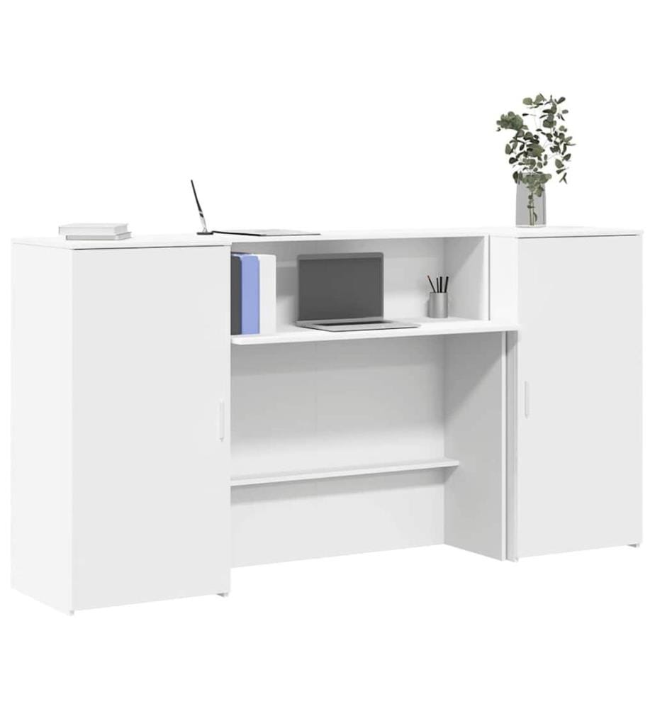Bureau de réception blanc 200x50x103,5 cm bois d'ingénierie