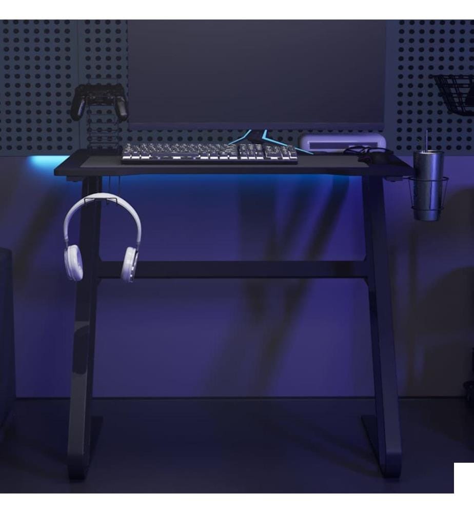 Bureau de jeu avec pieds en forme de ZZ Noir 90x60x75 cm