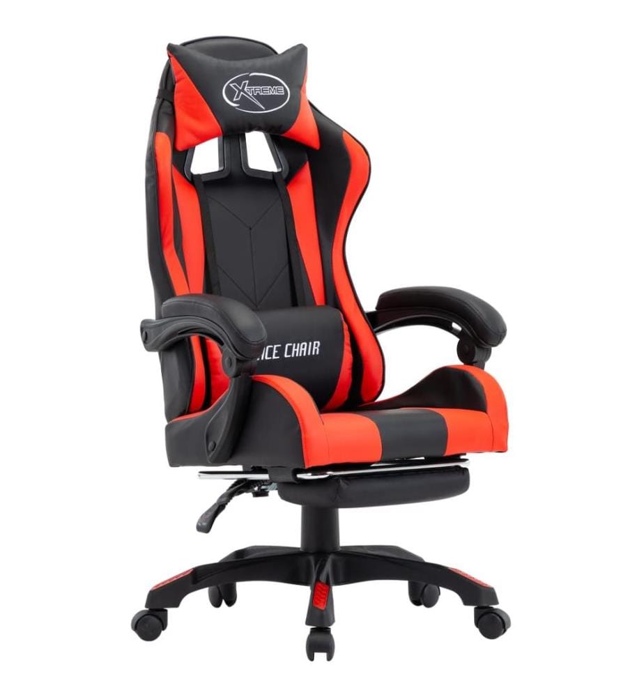 Fauteuil de jeux vidéo et repose-pied Rouge et noir Similicuir