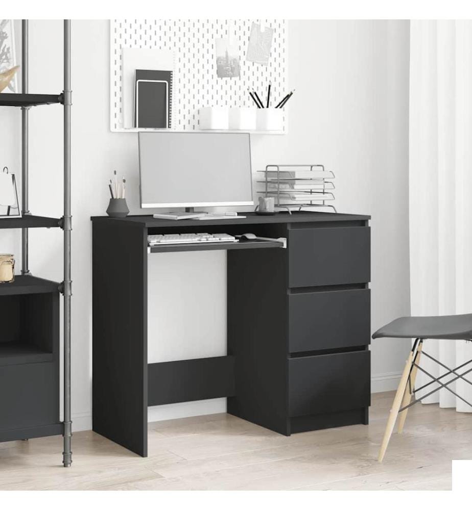 Bureau Noir 90x45x76 cm Bois dingénierie