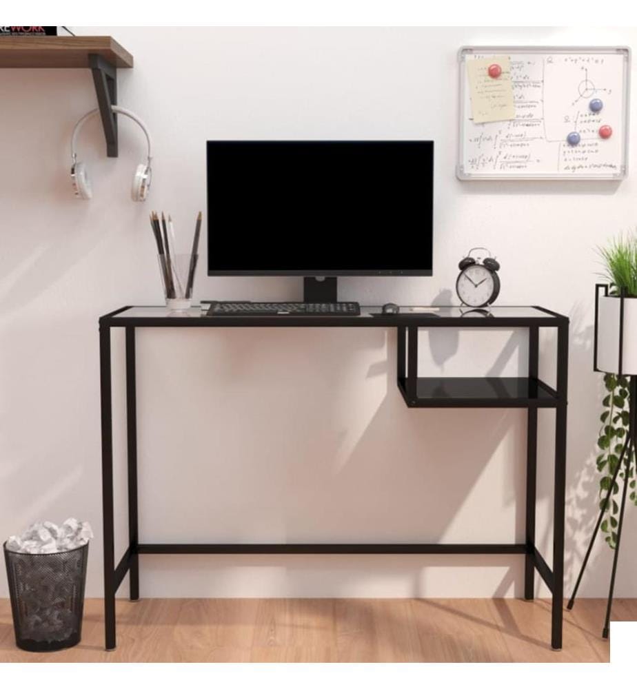 Bureau d'ordinateur Noir 100x36x74 cm Verre