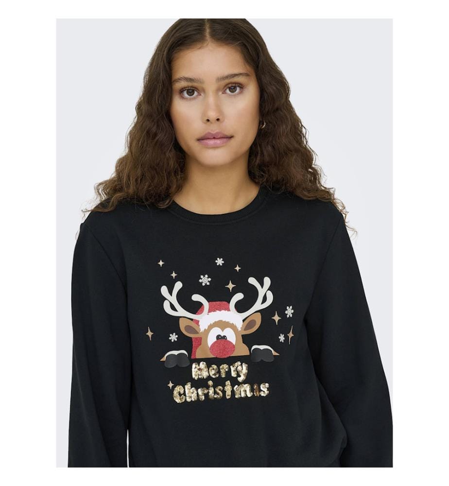 Hoodie - Black Merry Christmas Deer