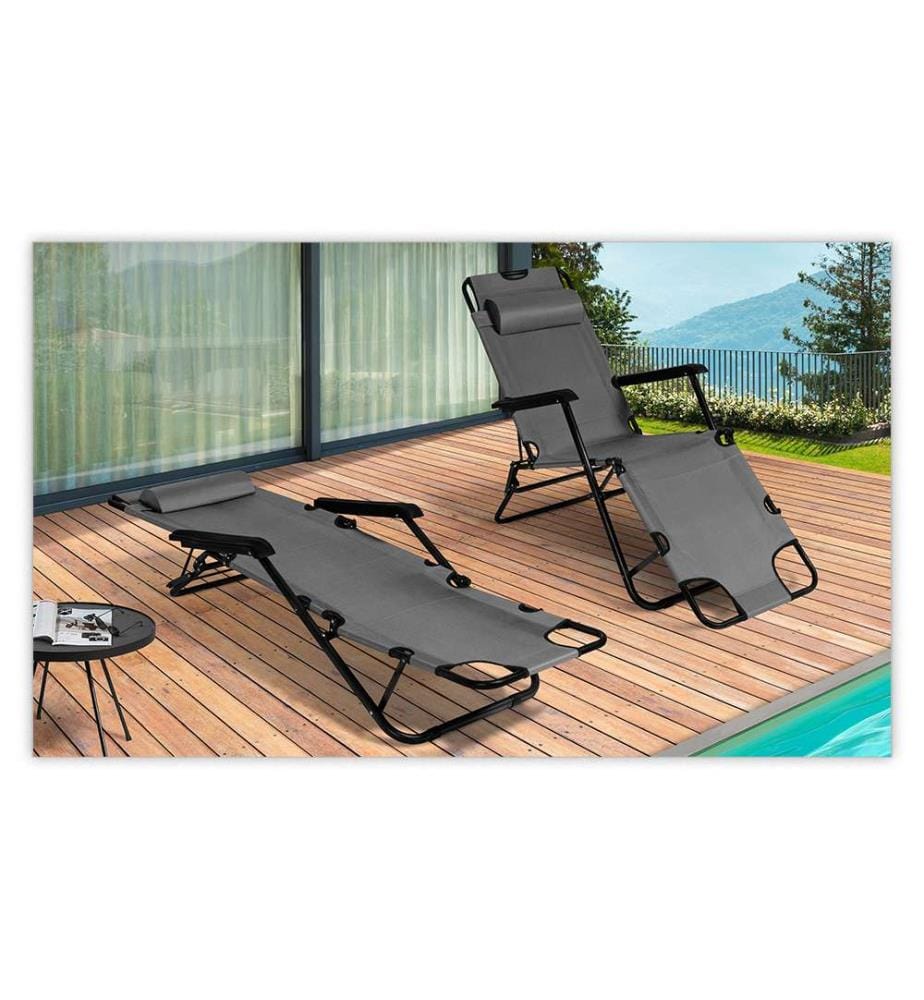 Lot de 2 Fauteuils rela x 2 en 1 - Gris