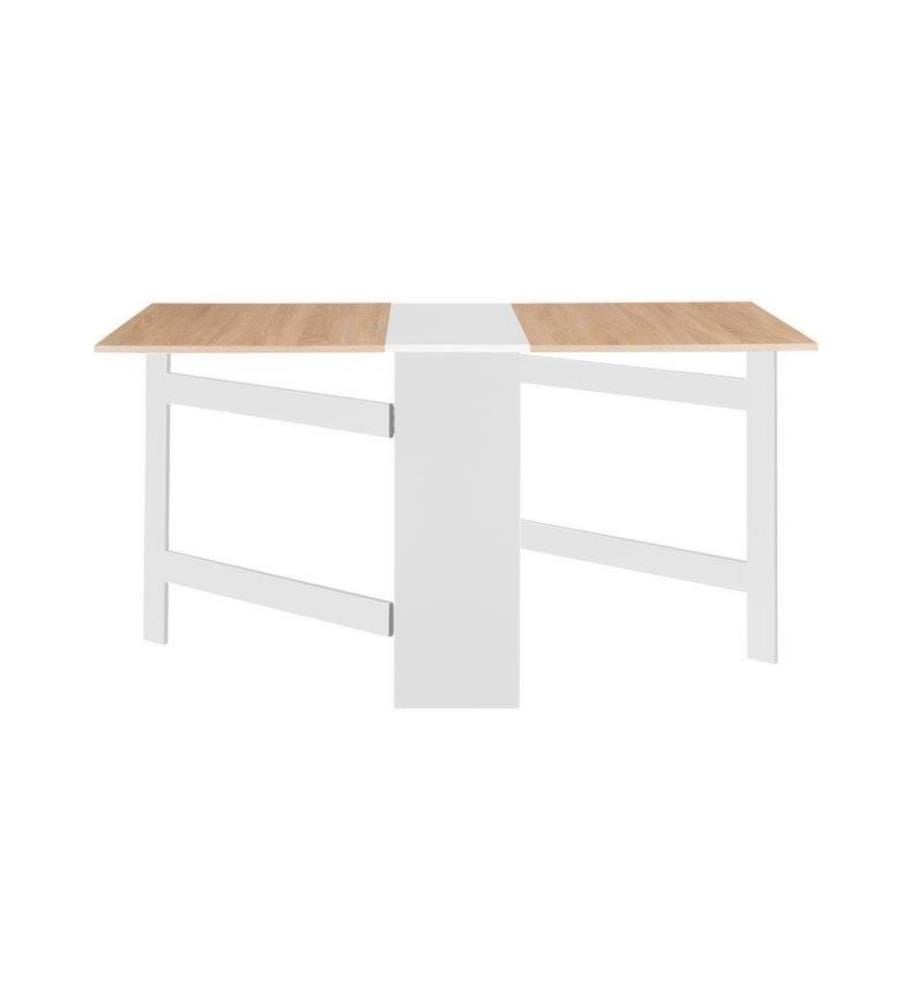 Table de Repas Pliable Edi avec rangements - 80 x 33.5 x 75 cm - Blanc et Brun