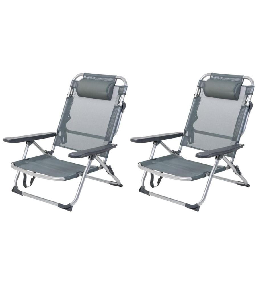 Chaise de plage Arieenzo, gris foncé, 2 pièces