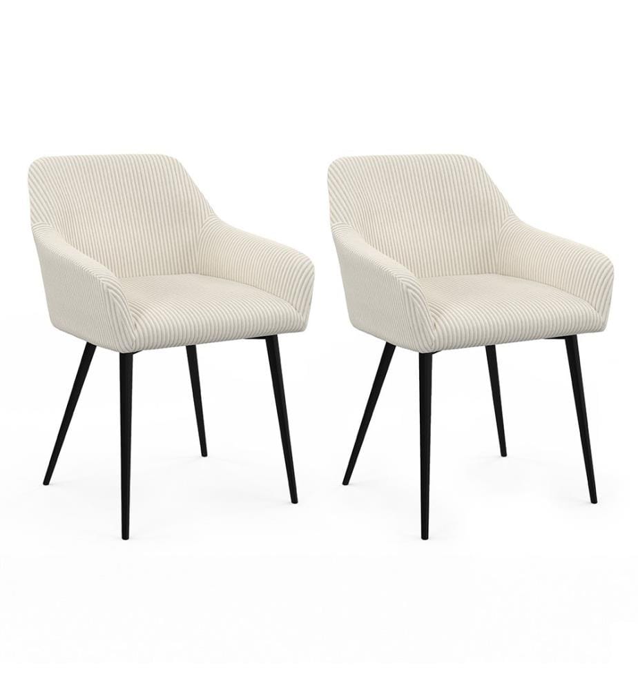 Lot de 2 Chaises avec Accoudoirs Jenny - Crème