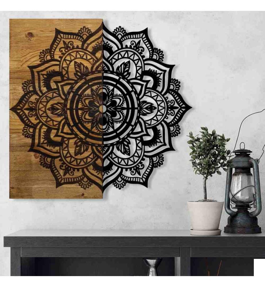 Accessoire mural décoratif en bois, noyer noir, métal - Bois