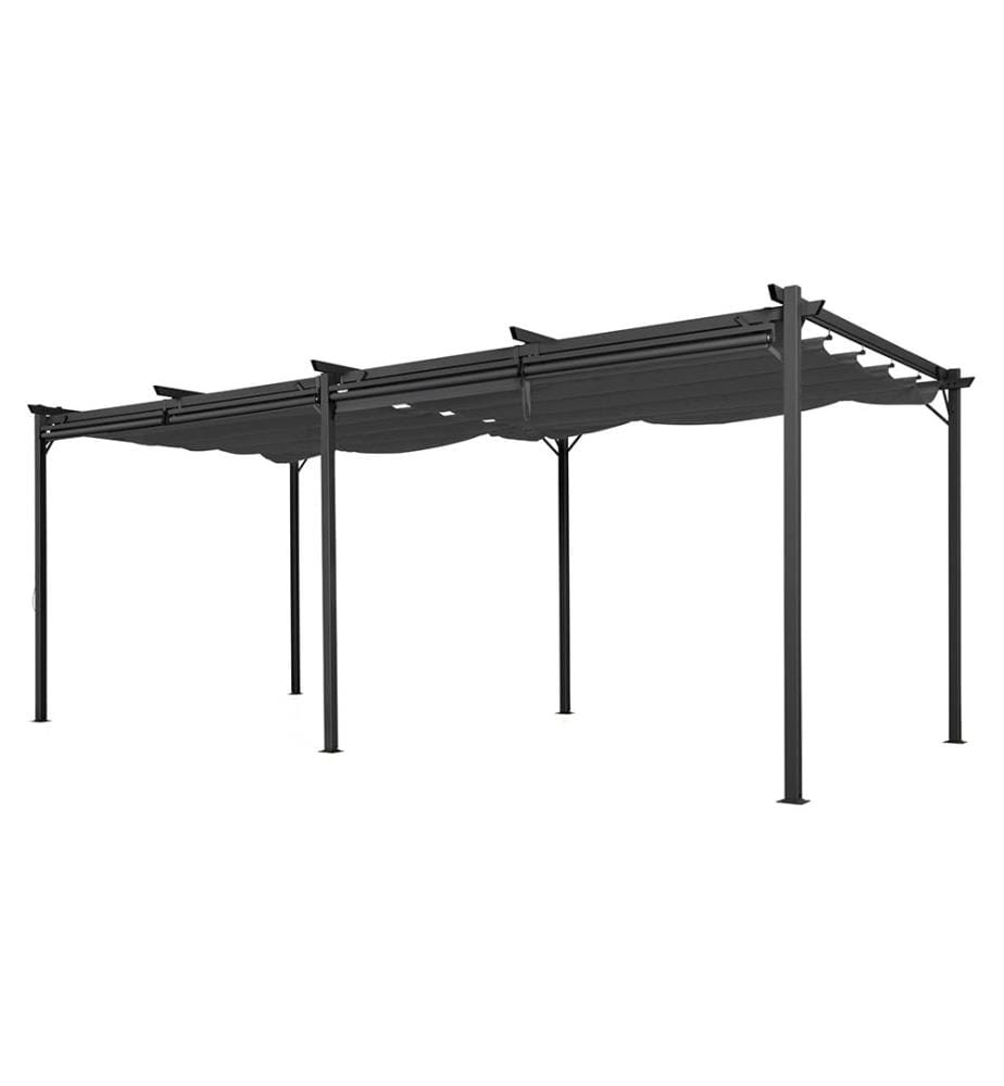 Pergola Marina 3 x 6 m toit rétractable avec 6 stores intégrés - Gris