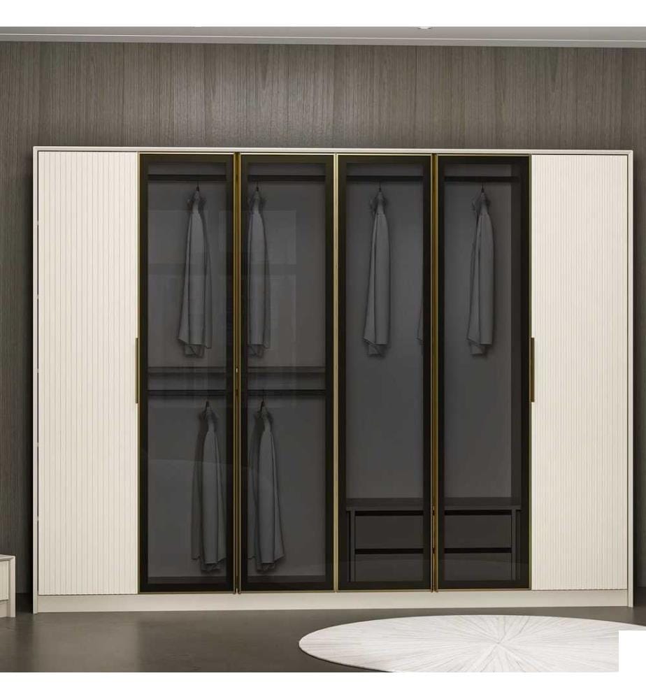 Armoire, blanc, or, fumée, panneau de particules mélaminé