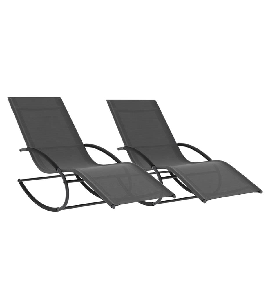 Lot de 2 Transats à bascule Malawi - gris anthracite