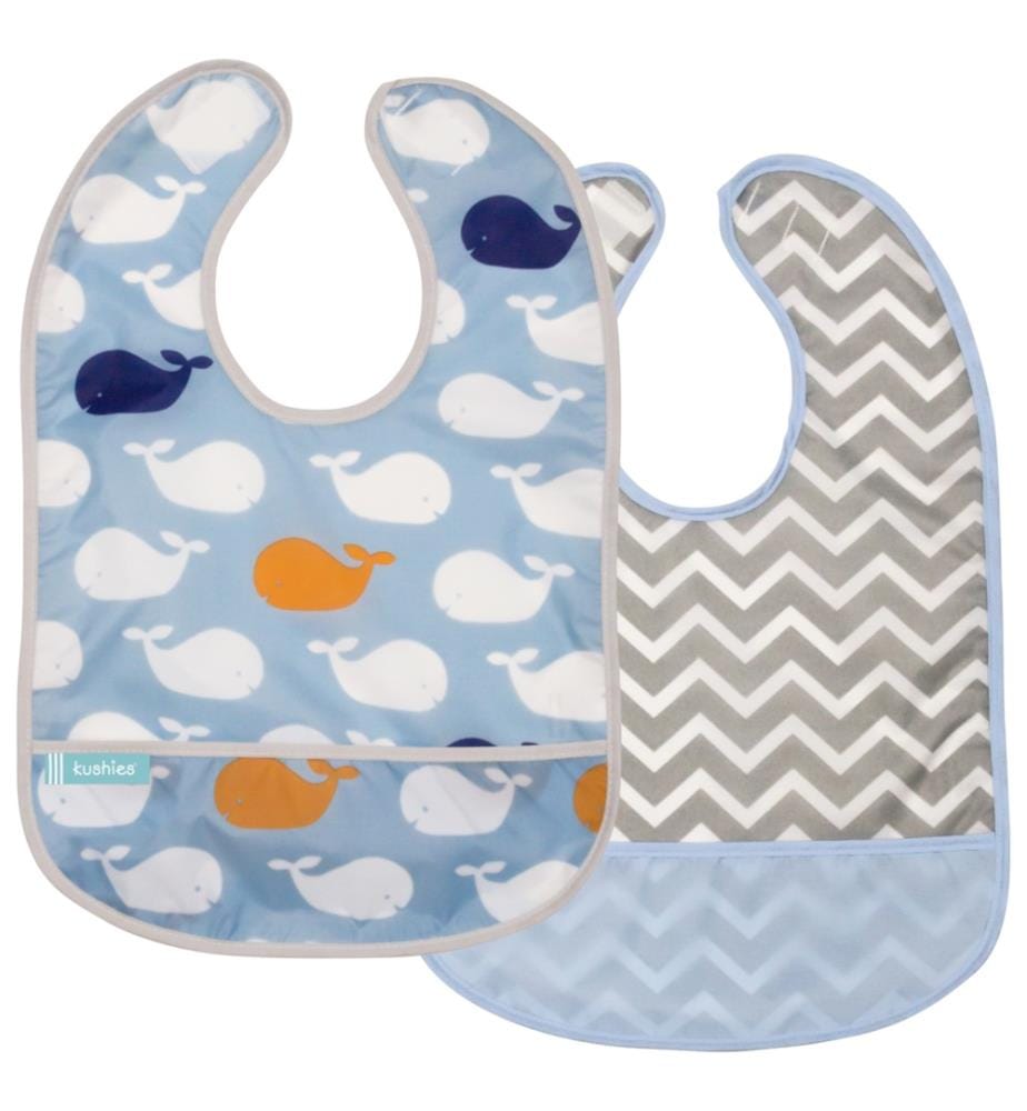 Bavoir sans manches CleanBib 2 pcs., 6-12 mois, baleine & chevron