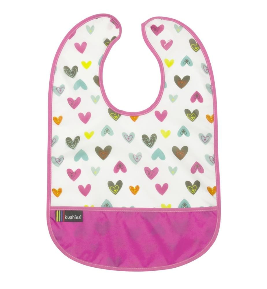 Bavoir sans manches CleanBib, 6-12 mois, coeurs