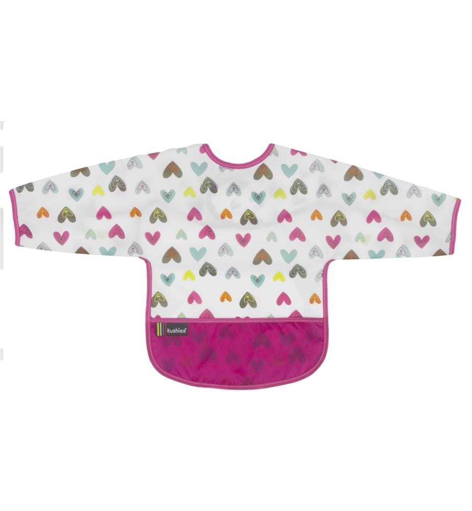 Bavoir avec manches CleanBib, 6-12 mois, coeur