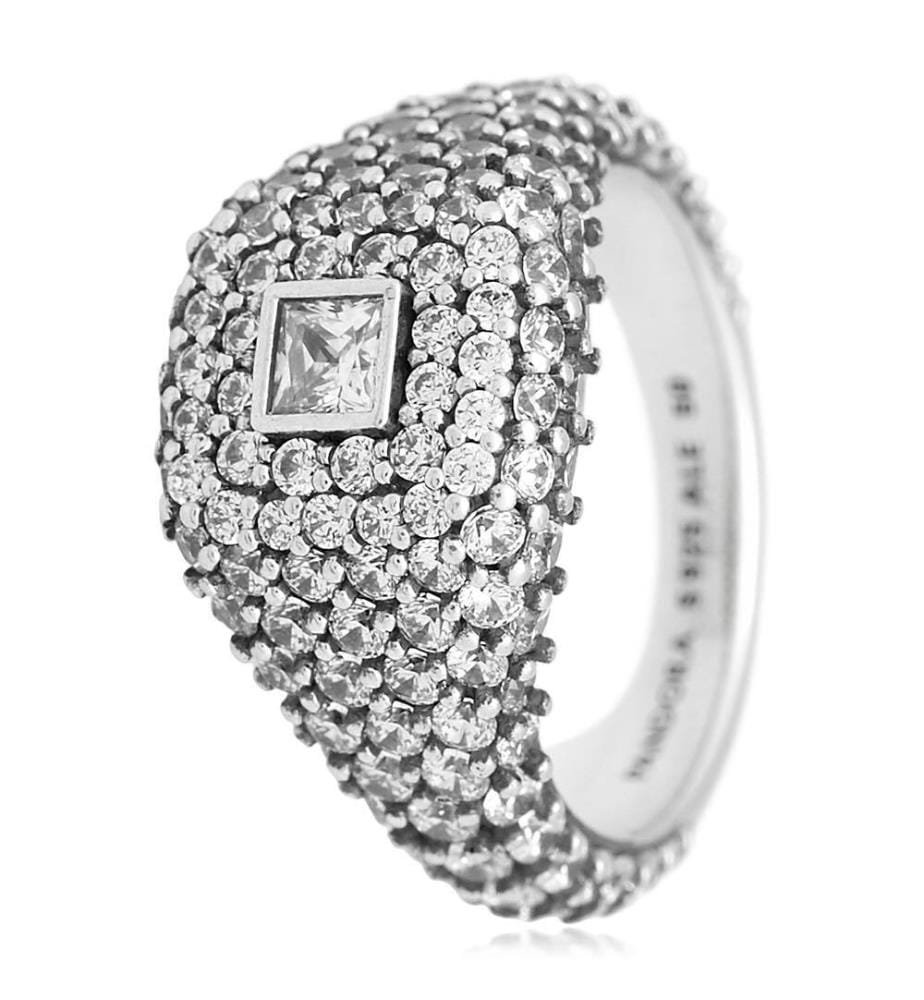 Bague Cocktail Carrée Pavée - Argent 925/1000e