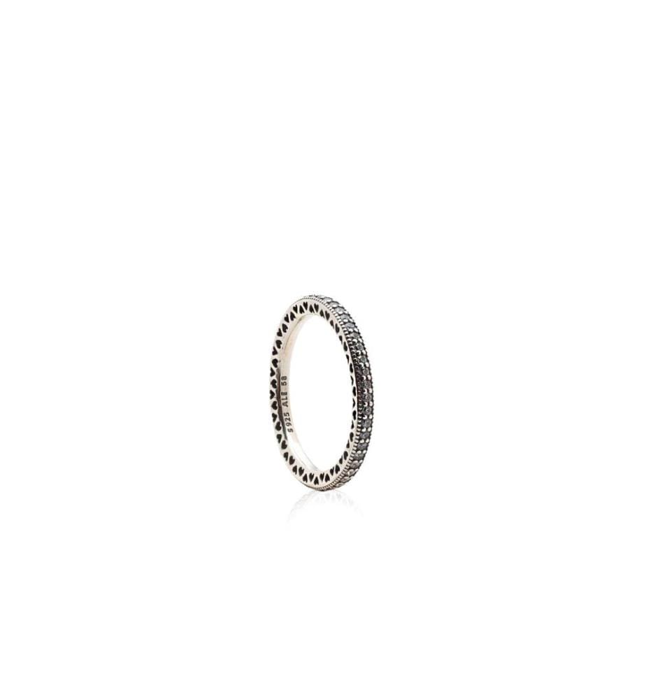 Bague en argent avec zircon cubique transparent - transparent