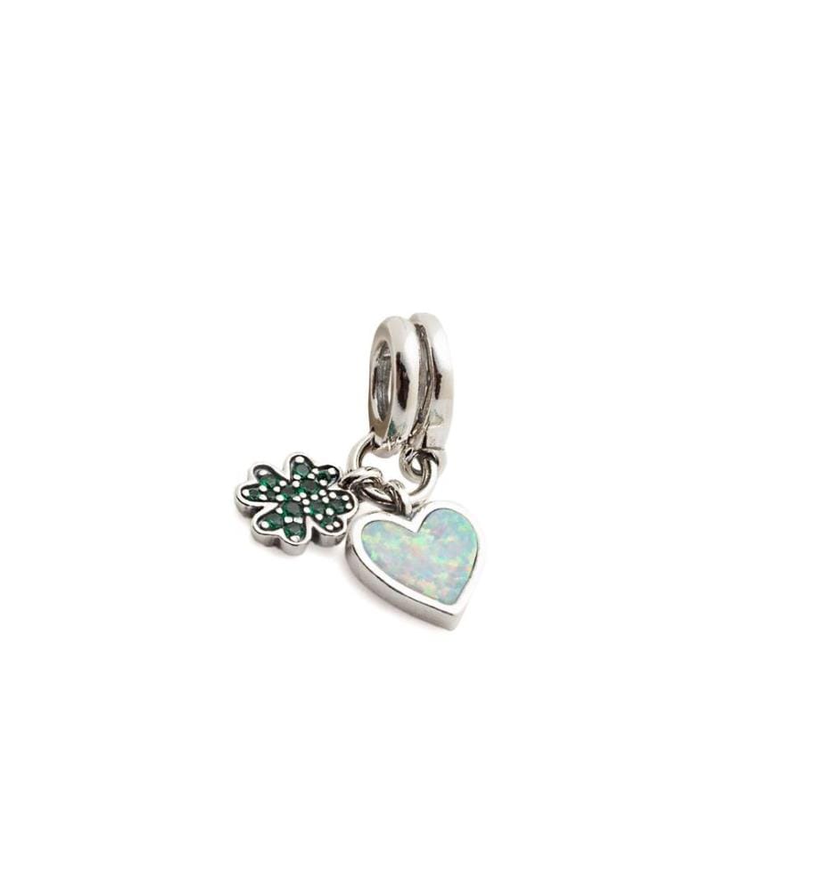 Moments Splittable Four Leaf Clover Charm (breloque trèfle à quatre feuilles) en argent 925 - Multicolor