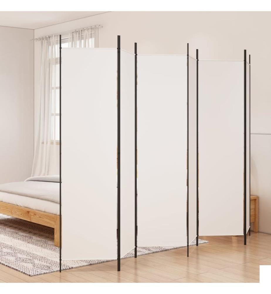 Cloison de séparation 6 panneaux Blanc 300x200 cm Tissu