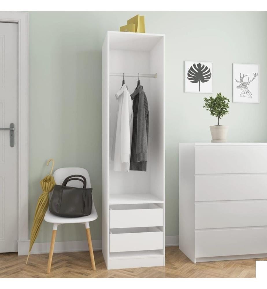 Garde-robe avec tiroirs Blanc 50x50x200 cm Bois d'ingénierie
