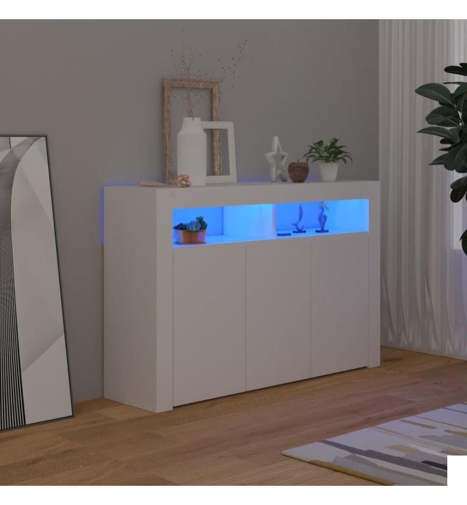Buffet avec lumières LED Blanc 115,5x30x75 cm