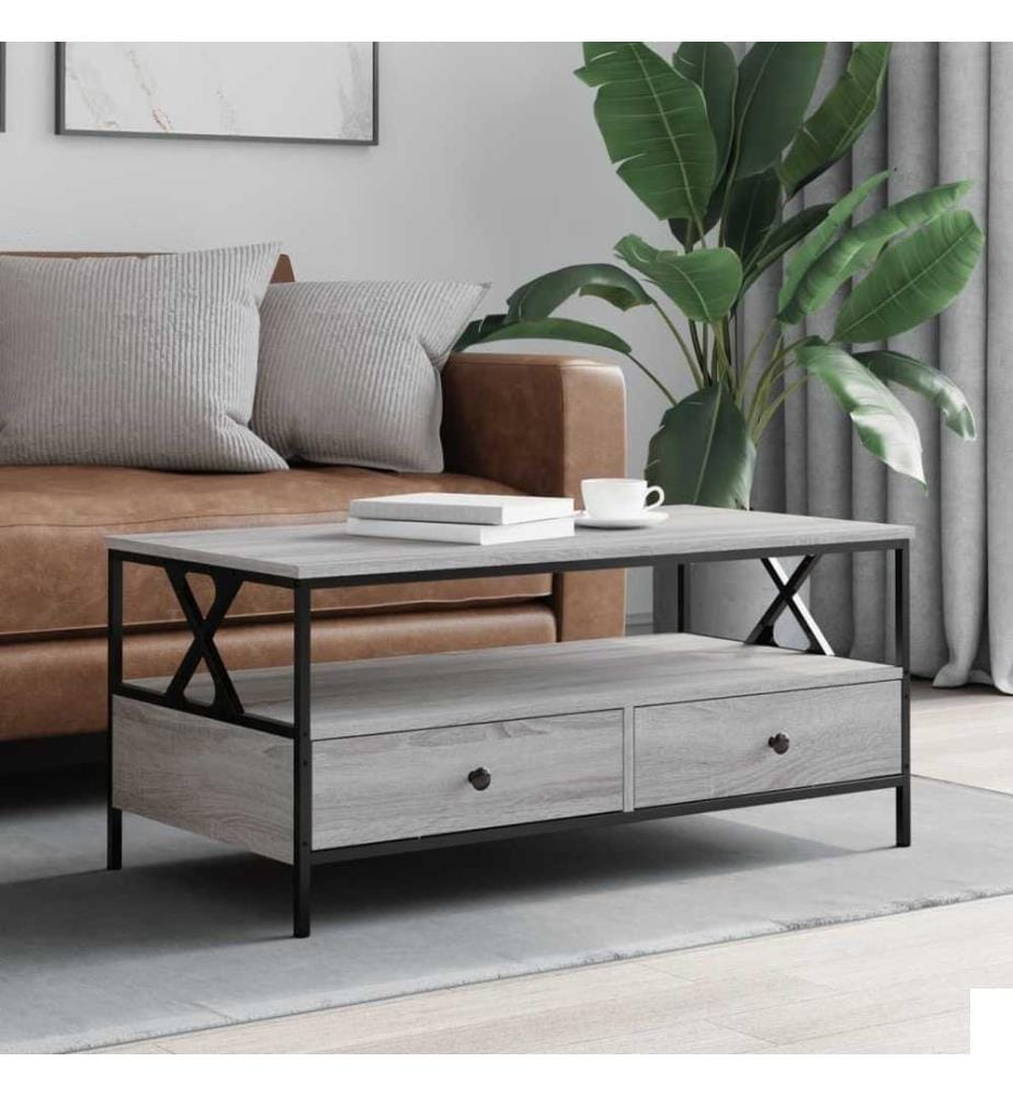 Table basse sonoma gris 100x51x45 cm bois d'ingénierie