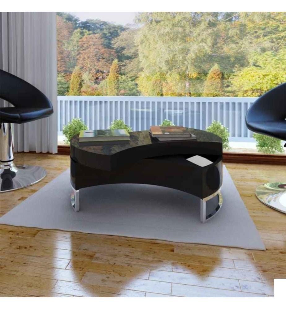 Table basse à forme réglable Haute brillance Noir