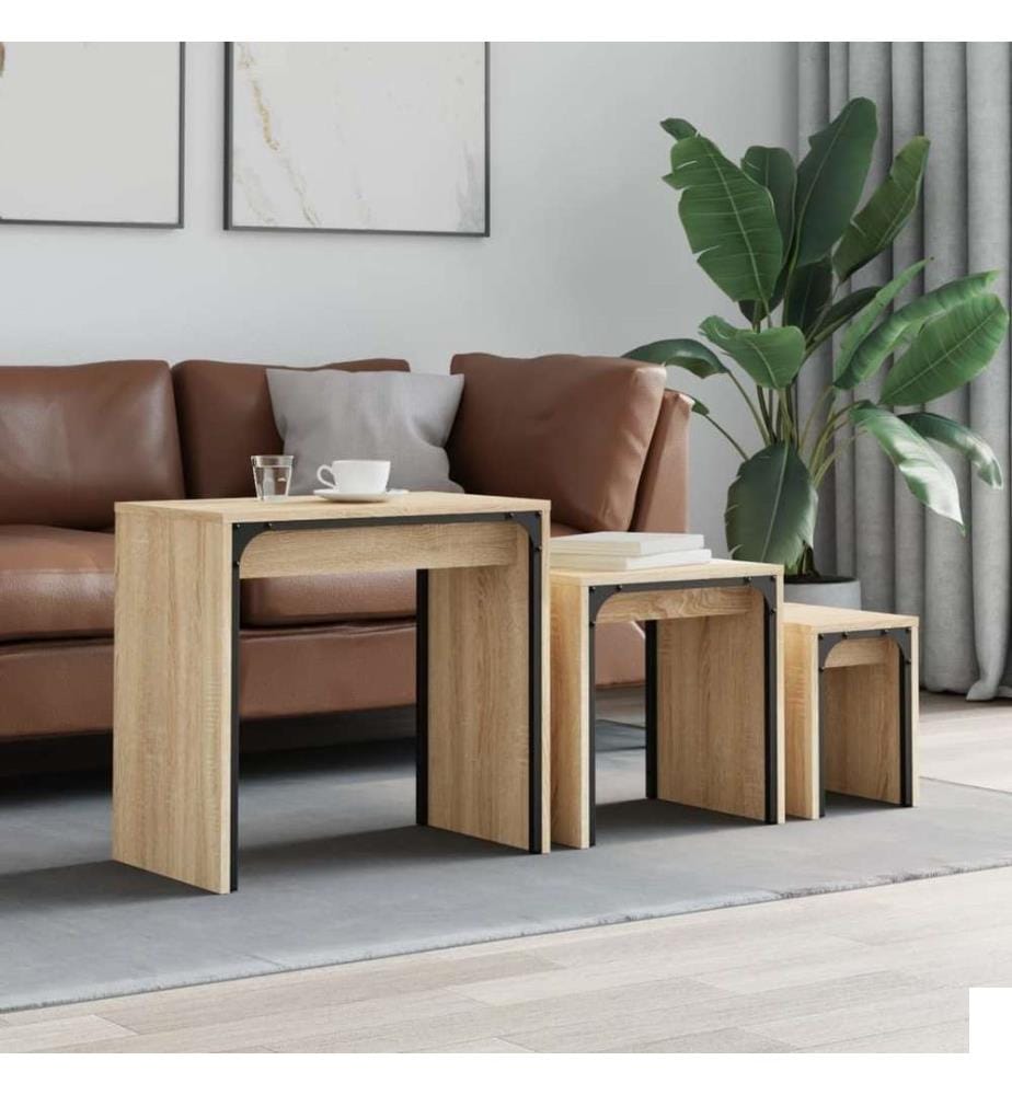 Tables basses gigognes 3 pcs chêne sonoma bois d'ingénierie