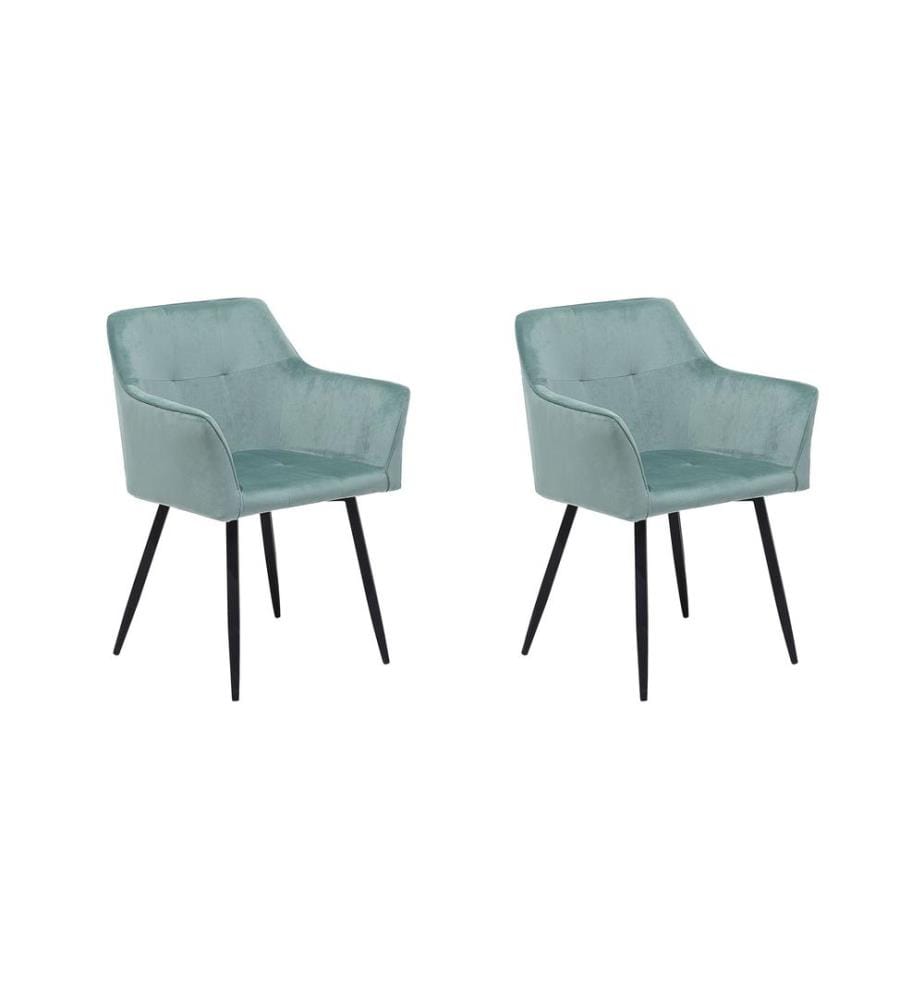 Lot de 2 chaises de salle à manger JASMIN Velours Vert menthe